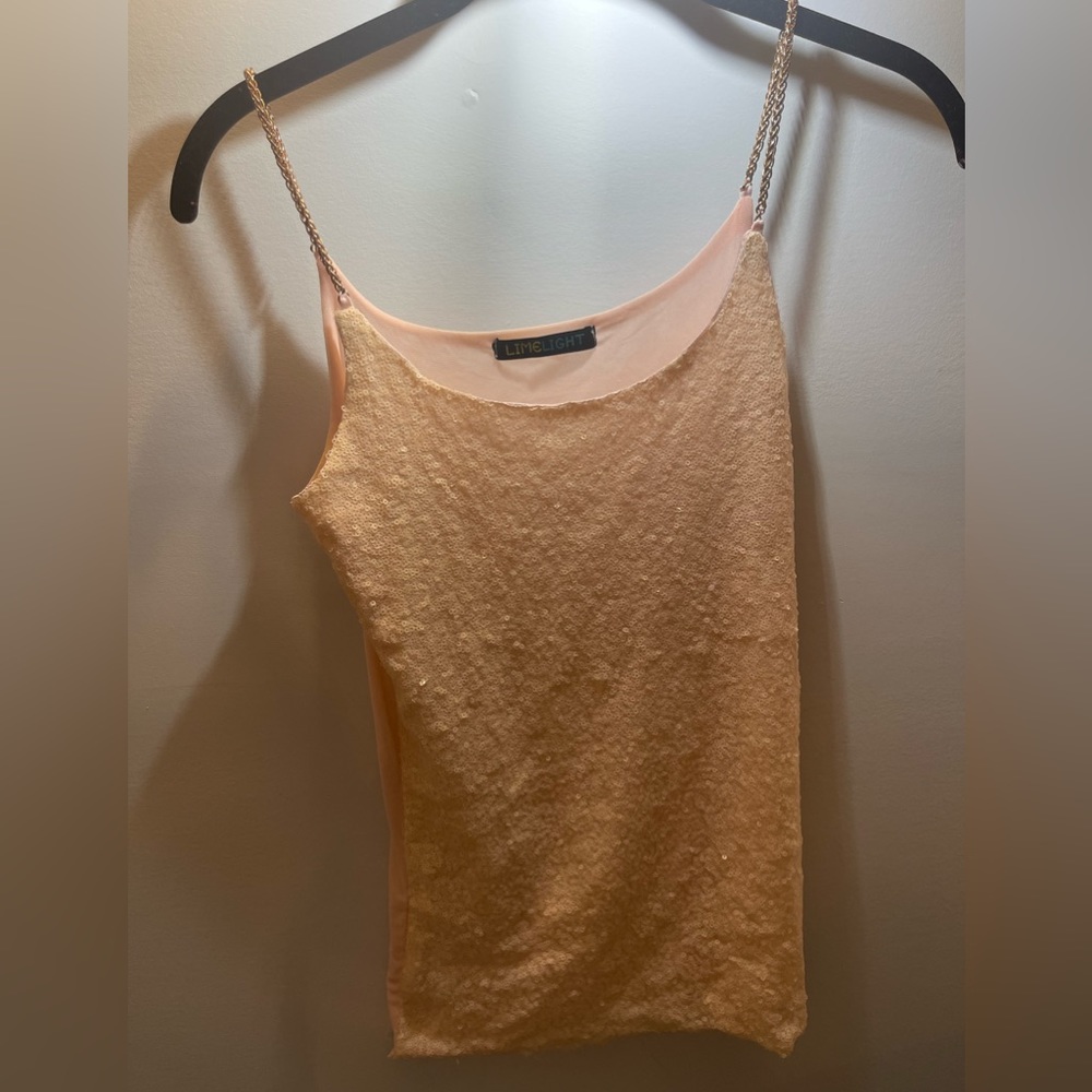 Sequins strap baby pink top
